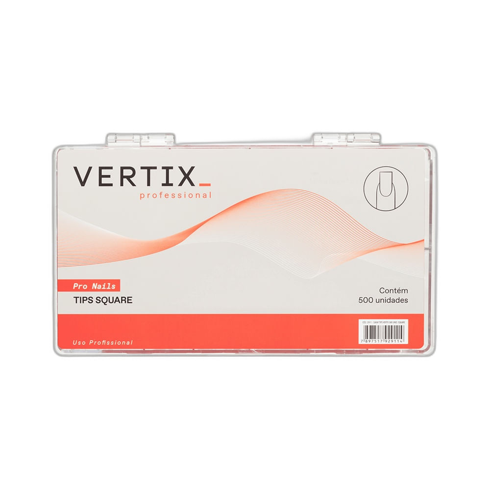 Embalagem das Unhas Postiças Vertix Tips Square 500 Unidades